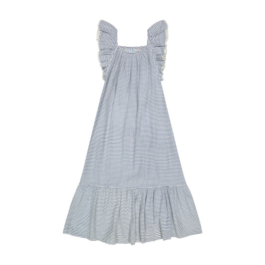 Eva Women's Ruffle Sundress Marine Stripe