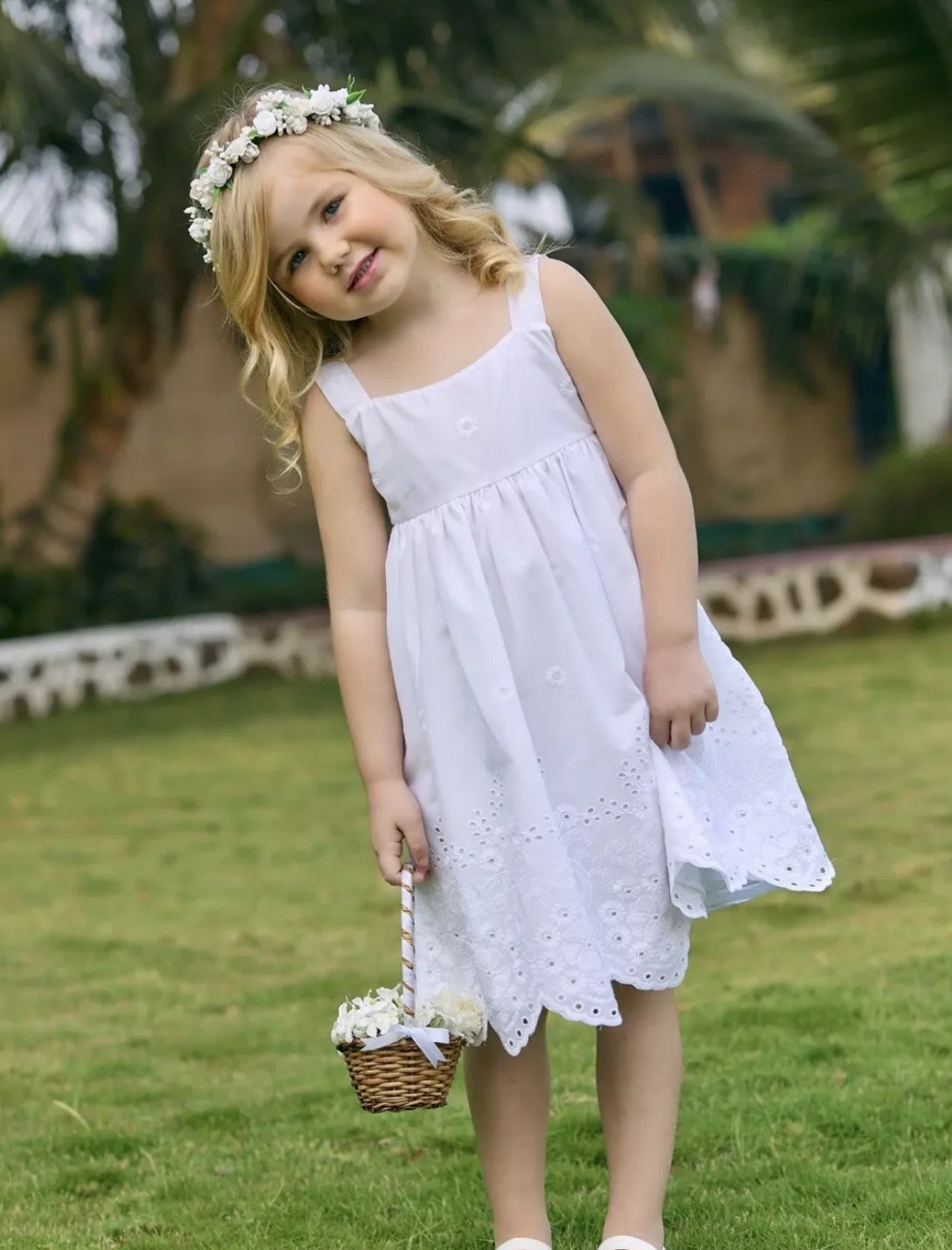 Toddler White Eyelet Dress
