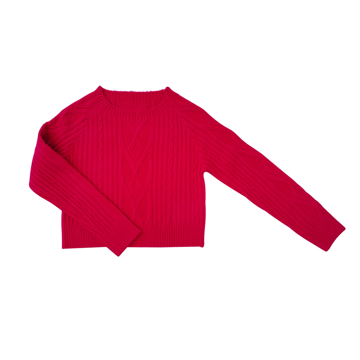 Girls Green Braid-Knitted Sweater
