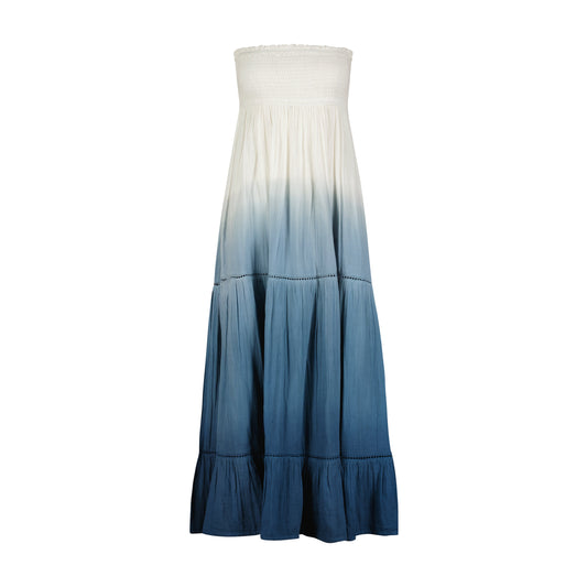 Fati Women's Strapless Maxi Dress Blue Ombre