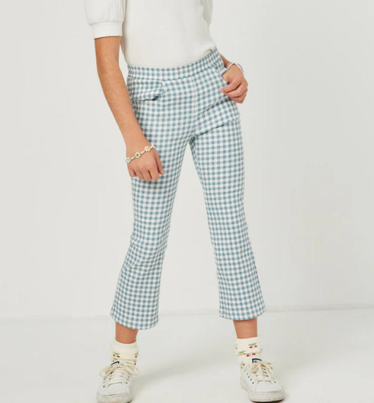 Hayden Blue White Check Cropped Pants