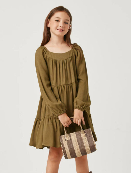 Hayden Girls Olive Long Sleeve Dress