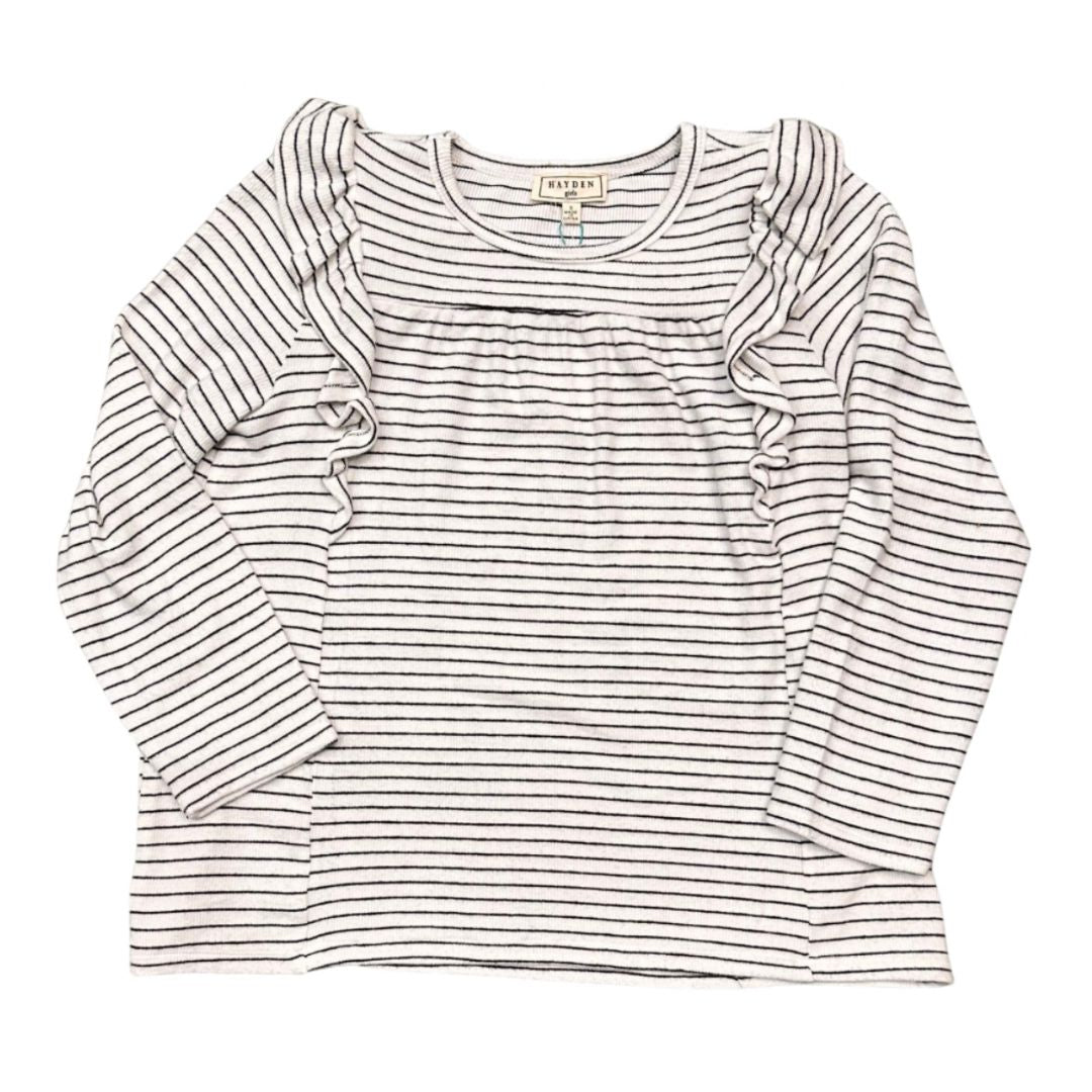 Hayden tween 
girls black white striped top ruffle