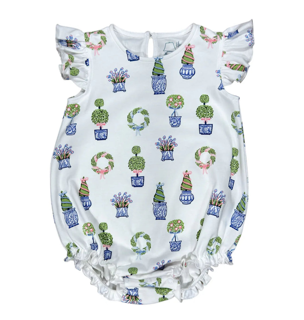 Baby Girls pima Topiary Wreath Knit Bubble