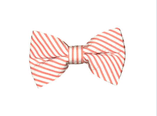 Carolina Coral Seersucker Clip On Bow Tie