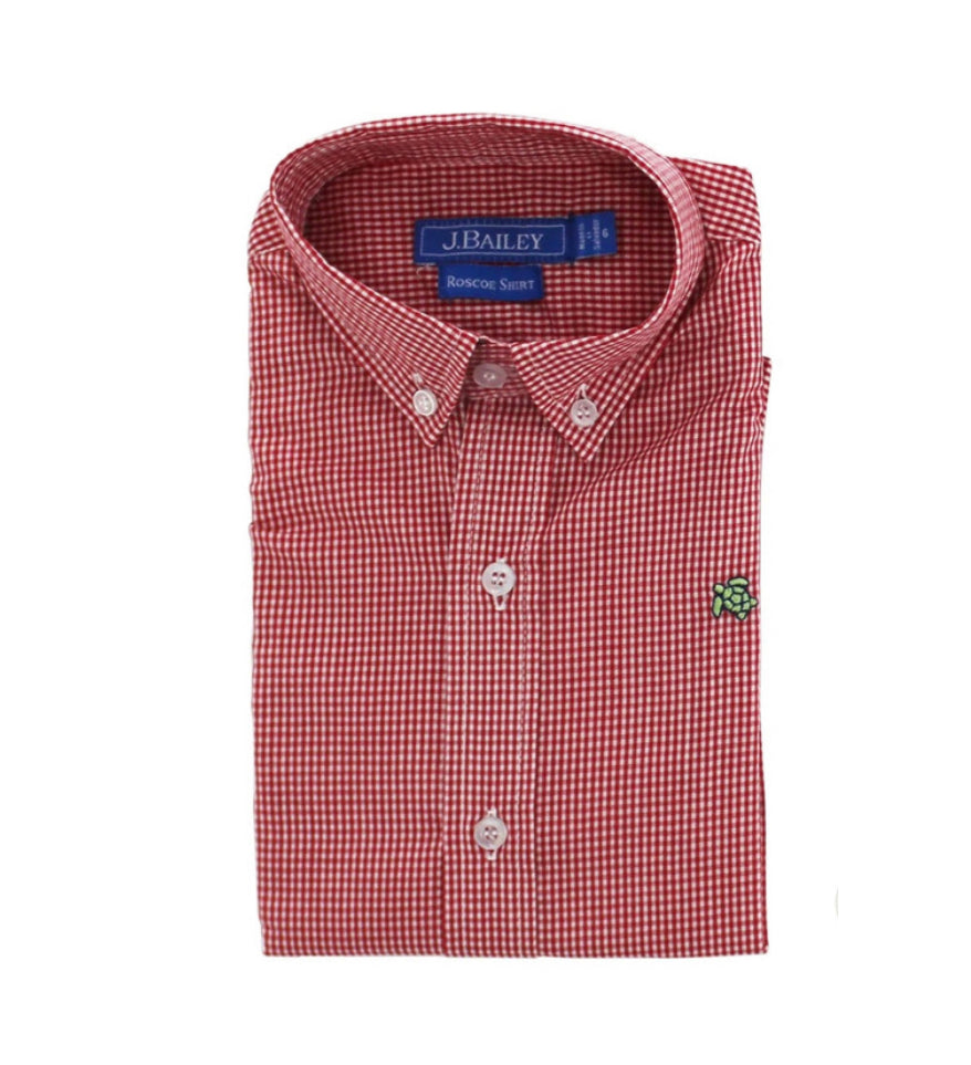 J Bailey Boys Red Gingham Button Down Shirt