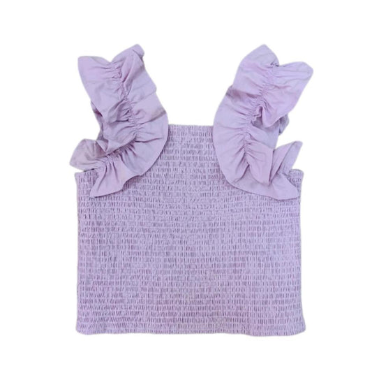 Little Olin Lavender Smocked Ruffle Top