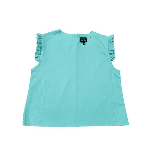 Little Olin Aqua Ruffle Top[