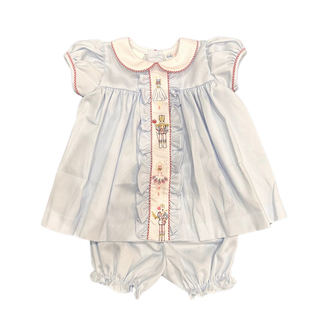 Lulu Bebe Blue Nutcracker Embroidered Bloomer Set