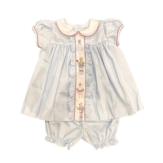 Lulu Bebe Blue Nutcracker Embroidered Bloomer Set
