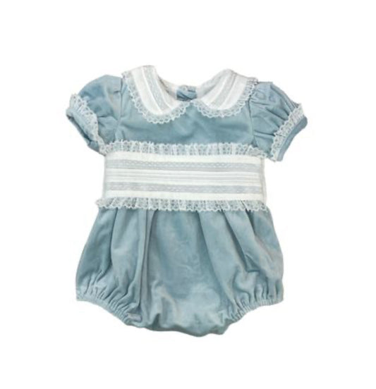 Lulu Bebe Girls Dusty Blue Lace Bubble