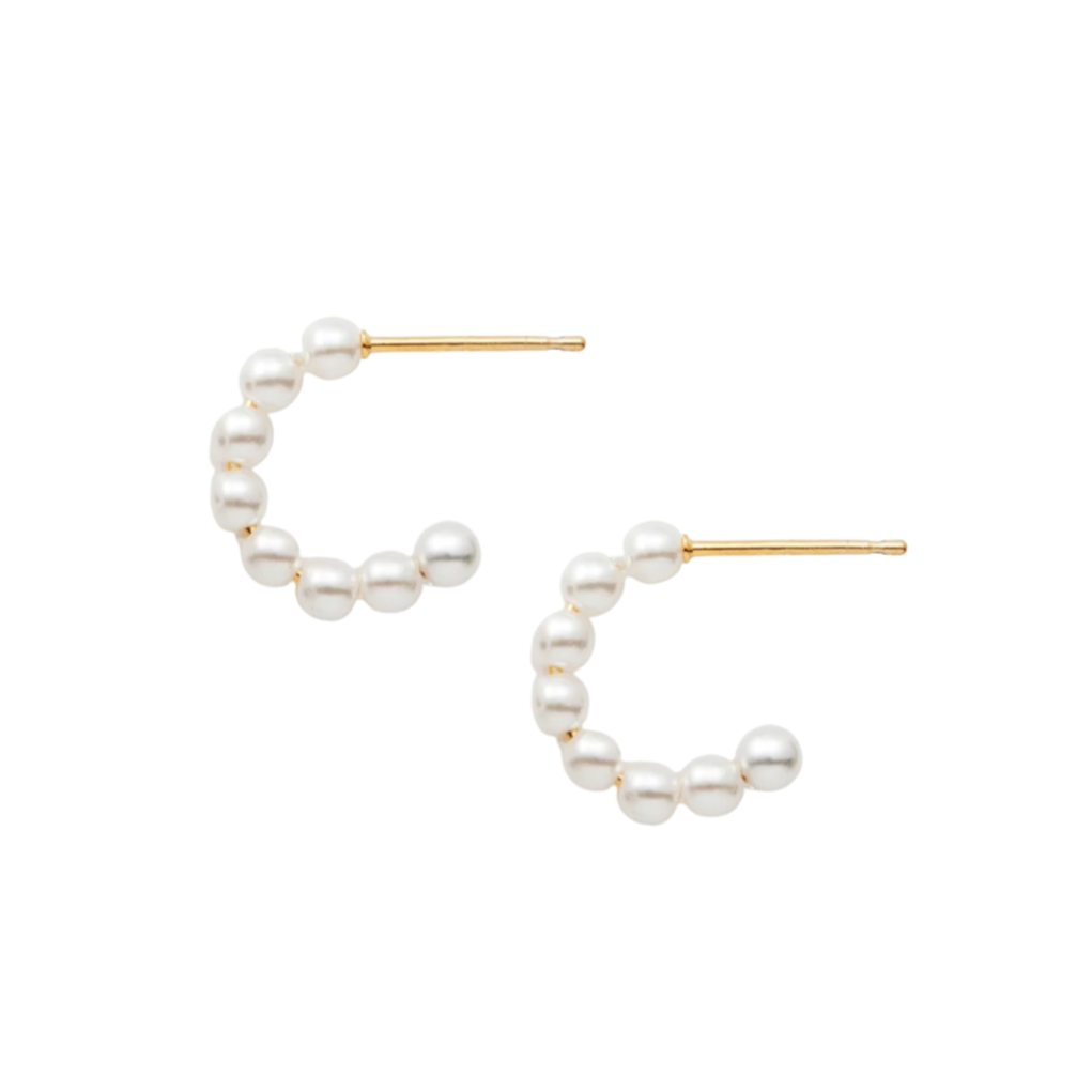 M Donohue Freshwater Pearl Mini Huggie Hoop Earrings