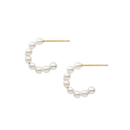 M Donohue Freshwater Pearl Mini Huggie Hoop Earrings