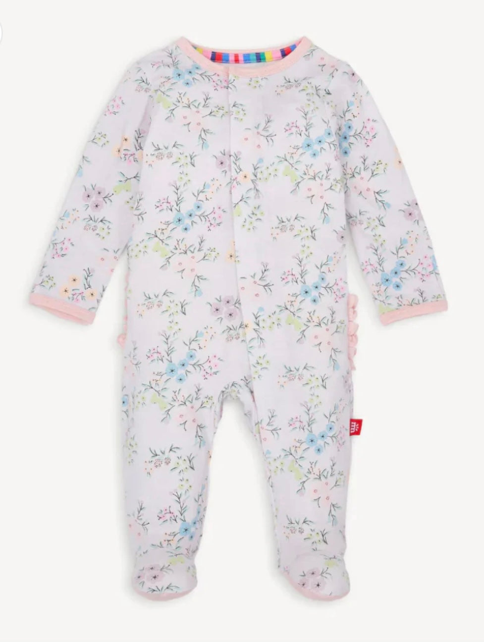 Girls Pink Floral Footie Pajamas