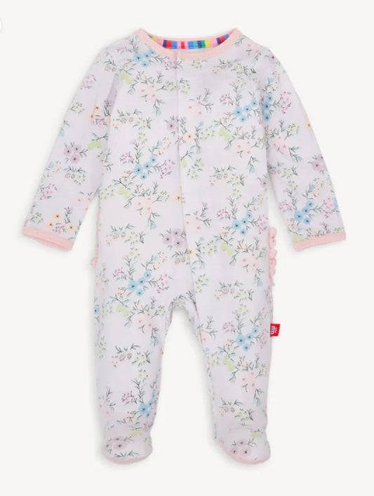 Girls Pink Floral Footie Pajamas