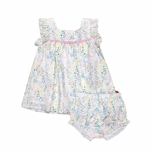Magnetic Me Hoppy Garden Baby Girls Cotton Dress & Diaper Cover Set