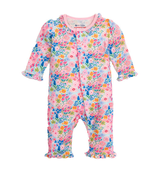 Baby Girls Floral Magnetic Play Coverall