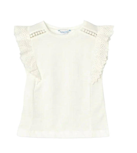 Mayoral Flutter Crochet Sleeve Top