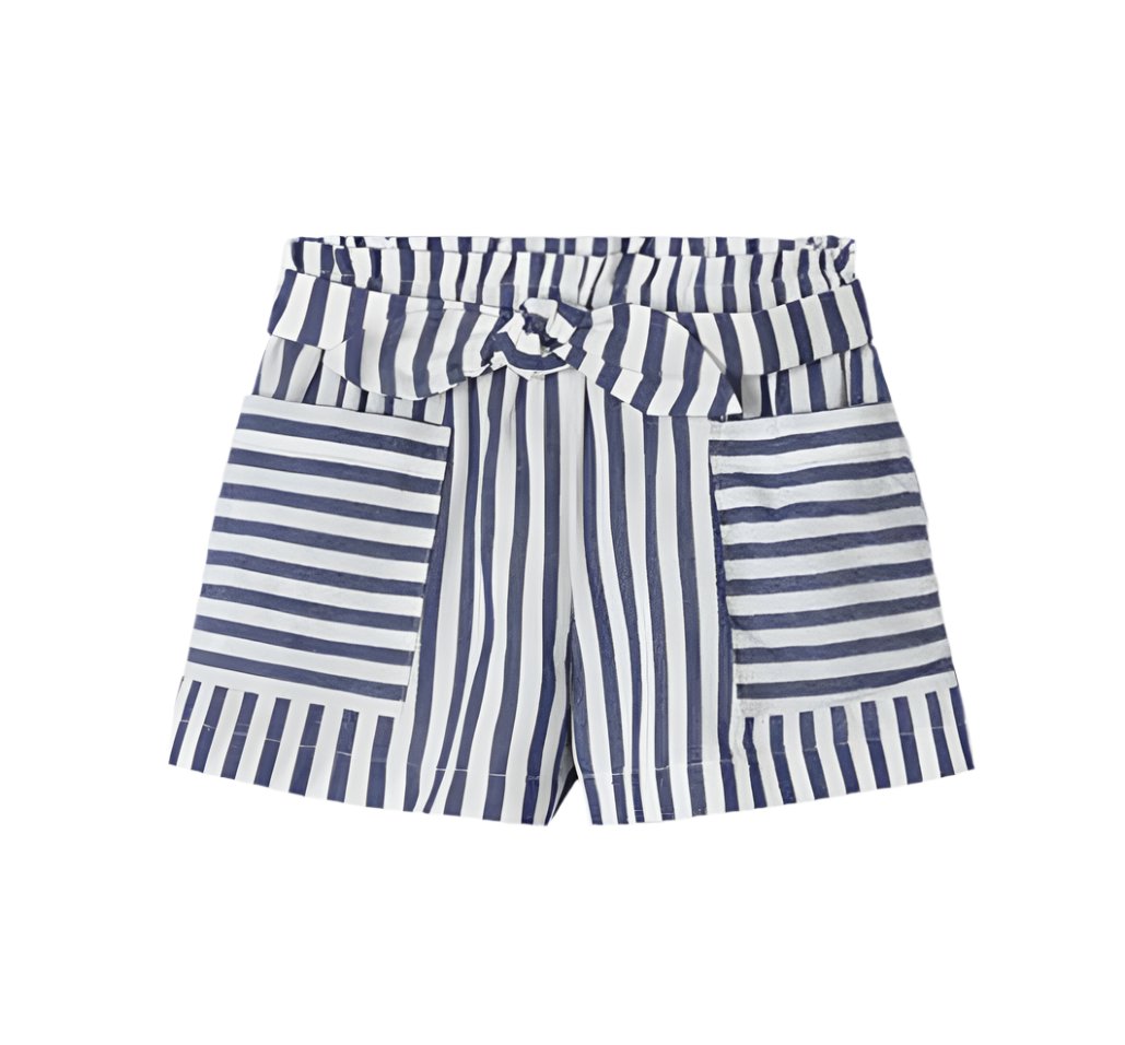 Mayoral Toddler Girls Navy White Striped Bag Shorts