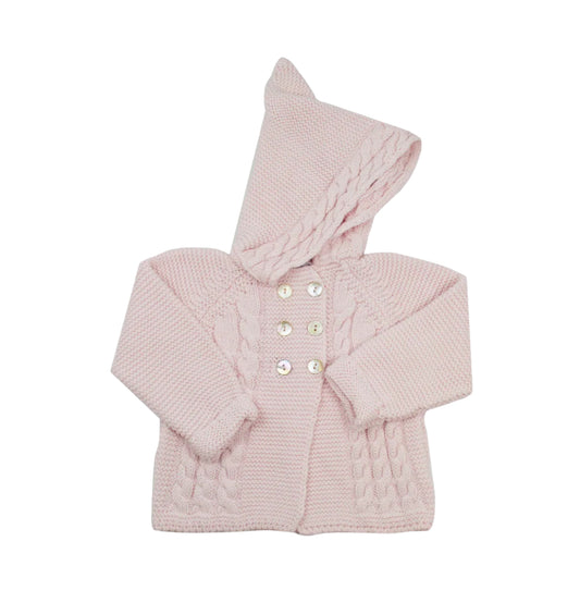 Mi Lucero Baby Girls Pink Hooded Knit Jacket