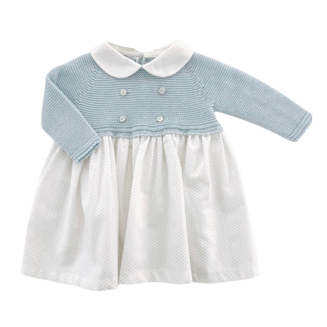 Mi Lucero Light Blue Bitty Dot Dress