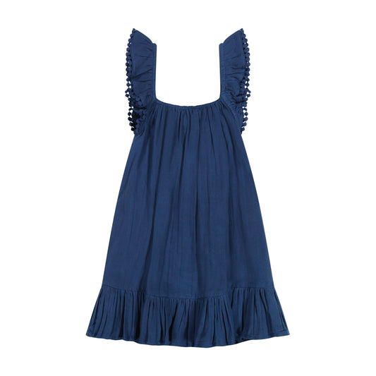 Mini Eva Girl's Ruffle Dress Lapis Blue