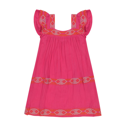 Mini Sandrine Women's Dress Raspberry Embroidery
