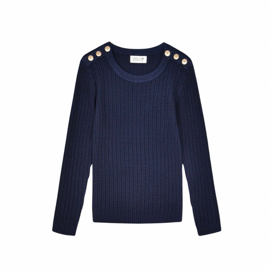 Molly Bracken Girls Navy Cable Knit Sweater