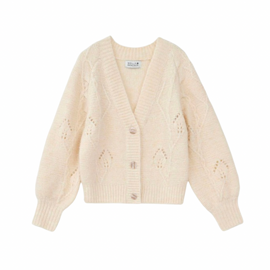 Molly Bracken Tween Girls Off White Pointelle Knit Cardigan Sweater
