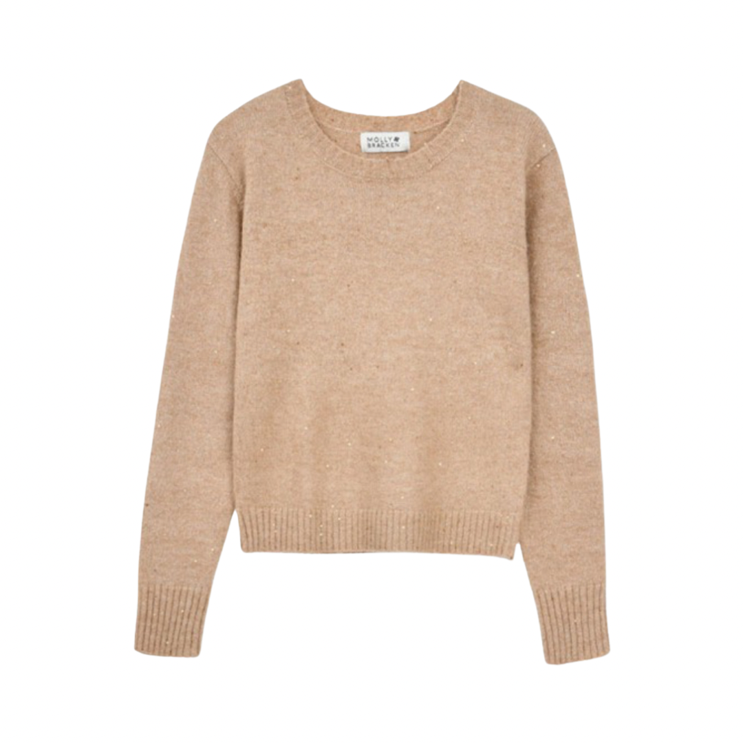Molly bracken gold sequin knit sweater