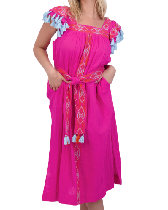 Maxi Sandrine Women's Dress Raspberry Embroidery