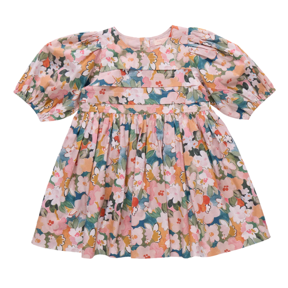 Floral dress with puff sleeves by pink chicken