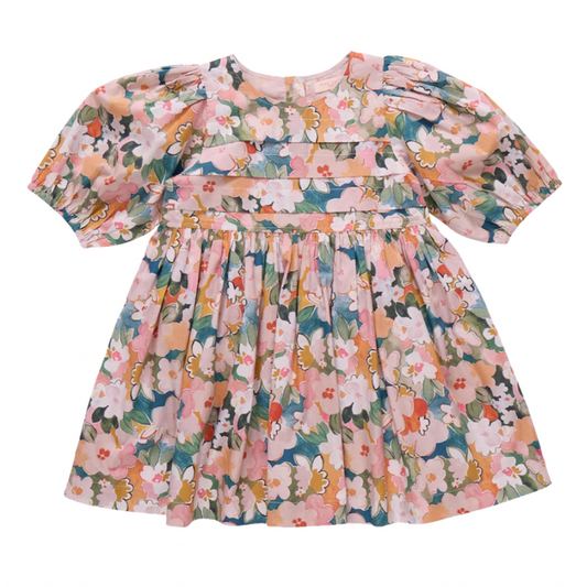 Floral dress with puff sleeves by pink chicken