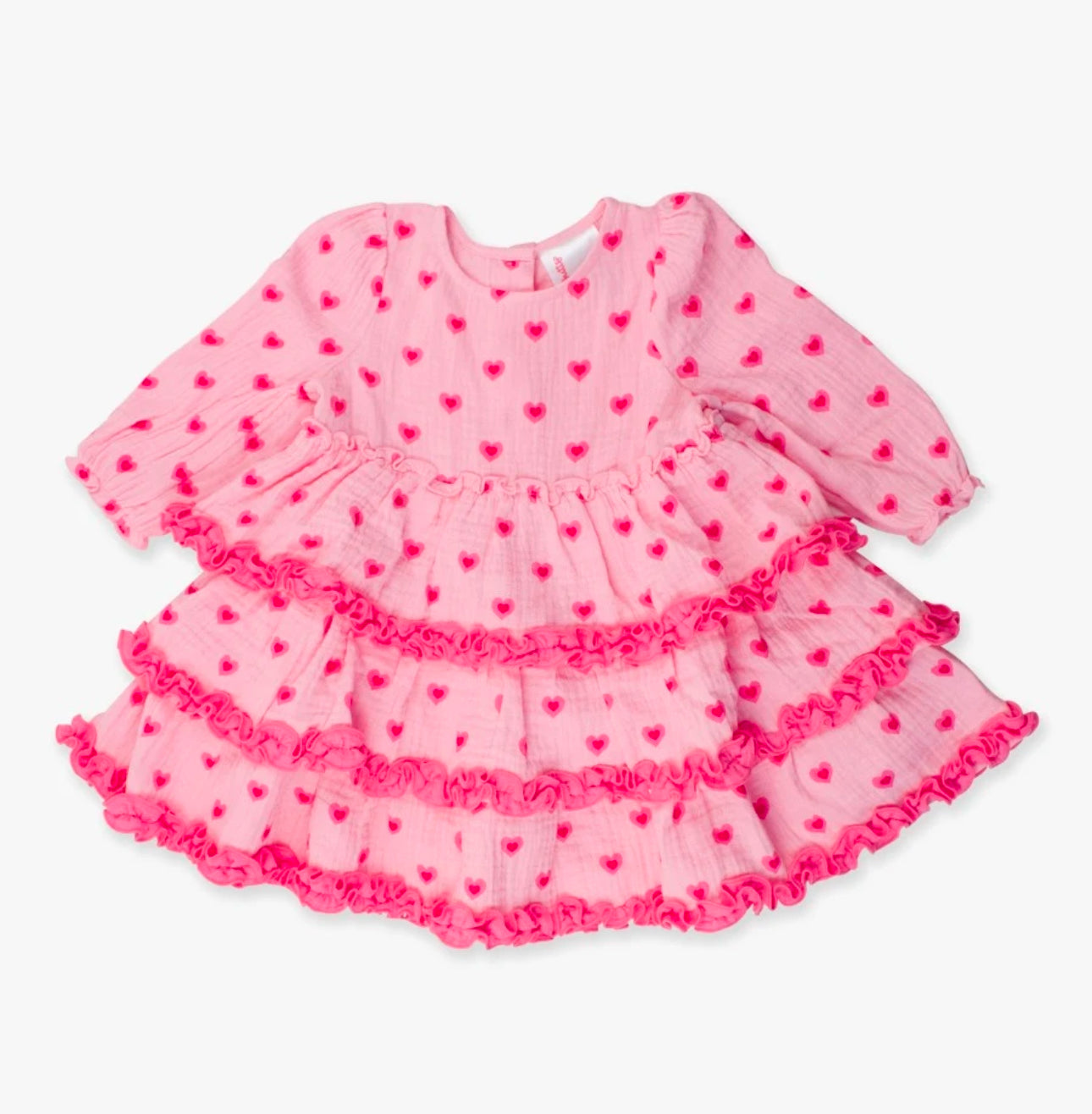 Pink Heart Ruffle Gauze Dress