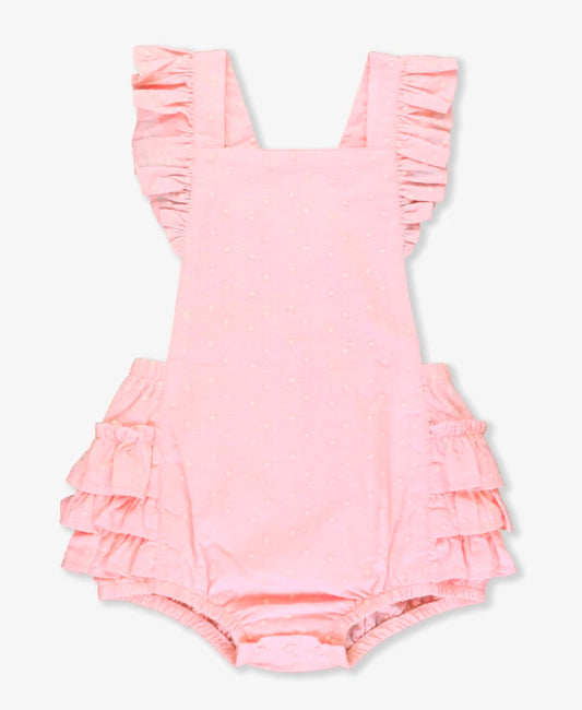pink ruffled baby
 sunsuit