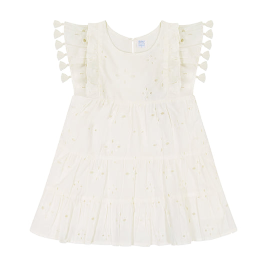 Sophie Girl's Tassel Dress White Eyelet