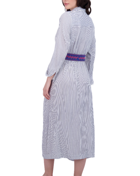 Anais Women's Button Front Shirtdress Marine Stripe