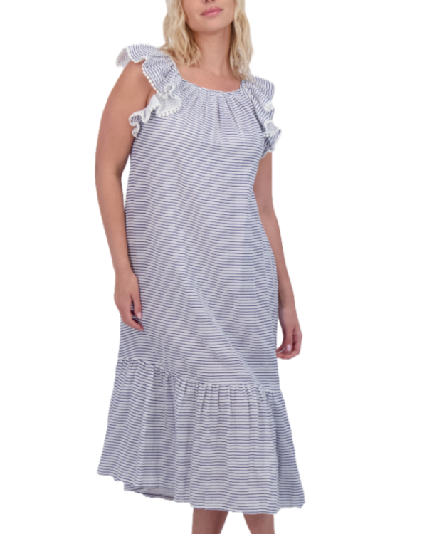 Eva Women's Ruffle Sundress Marine Stripe