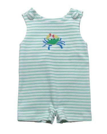 Boys Crab Applique Shortall Romper