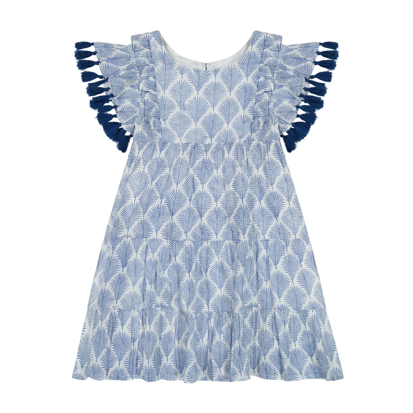 Sophie Girl's Tassel Dress Navy Feather