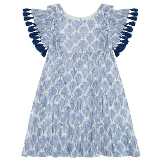 Sophie Girl's Tassel Dress Navy Feather