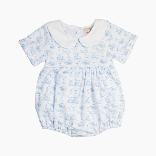 Smockingbird Baby Boys Blue Bunny Toile Bubble
