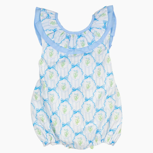Smockingbird  Baby Girls Blue Floral Josie Bubble