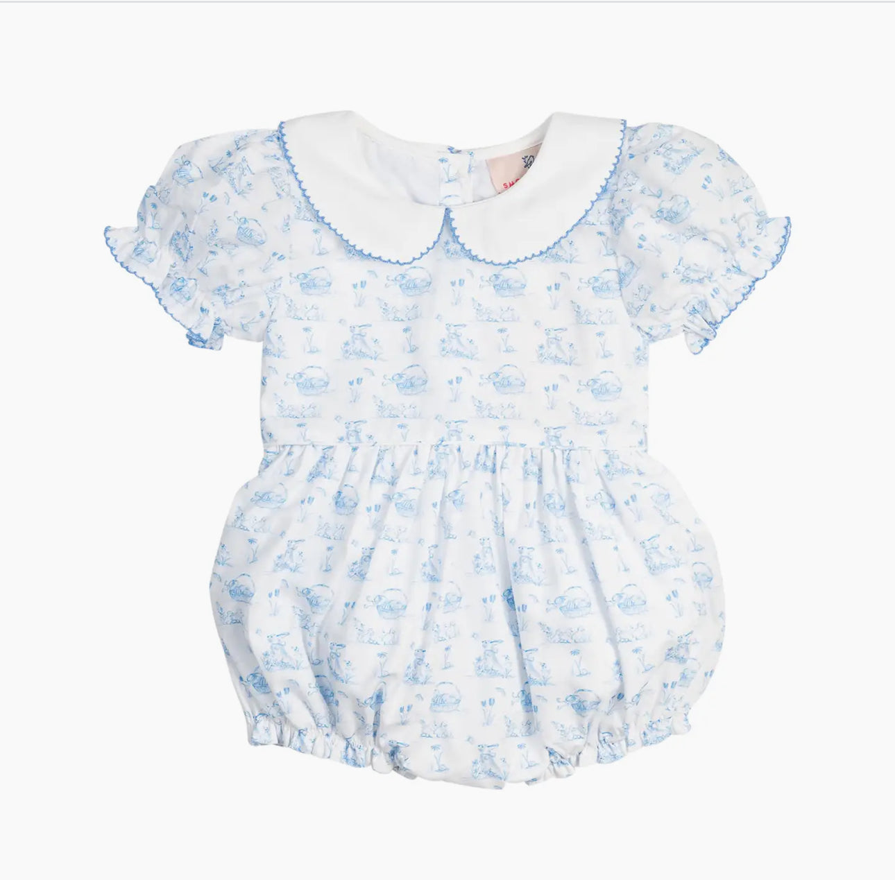 Smockingbird Baby Girls Bunny Toile Bubble