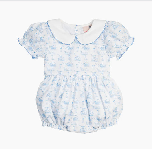 Smockingbird Baby Girls Bunny Toile Bubble