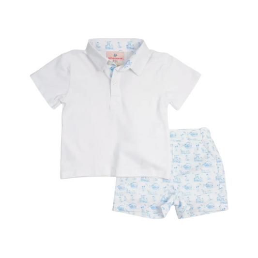 Smockingbird Bunny Toile Shorts Set