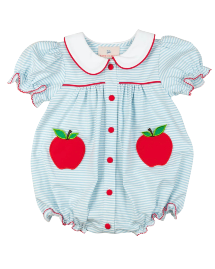 toddler baby girl back to school apple bubble outfit