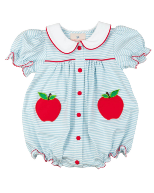 toddler baby girl back to school apple bubble outfit
