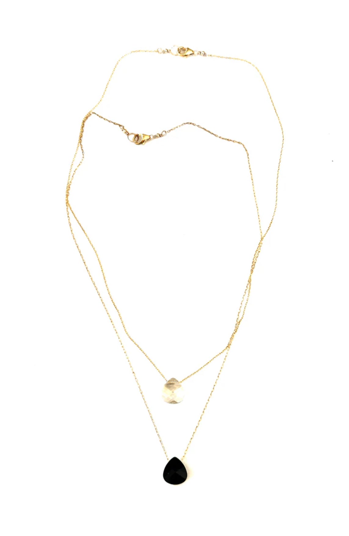 smokey colored Swarovski teardrop crystal gold filled necklace