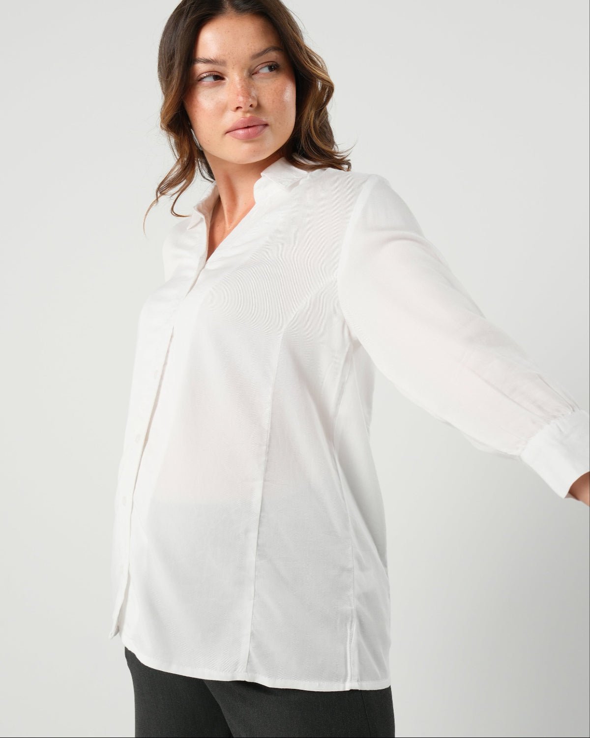No-Gap Maternity Nursing Button Down Shirt (Regular & Petite)